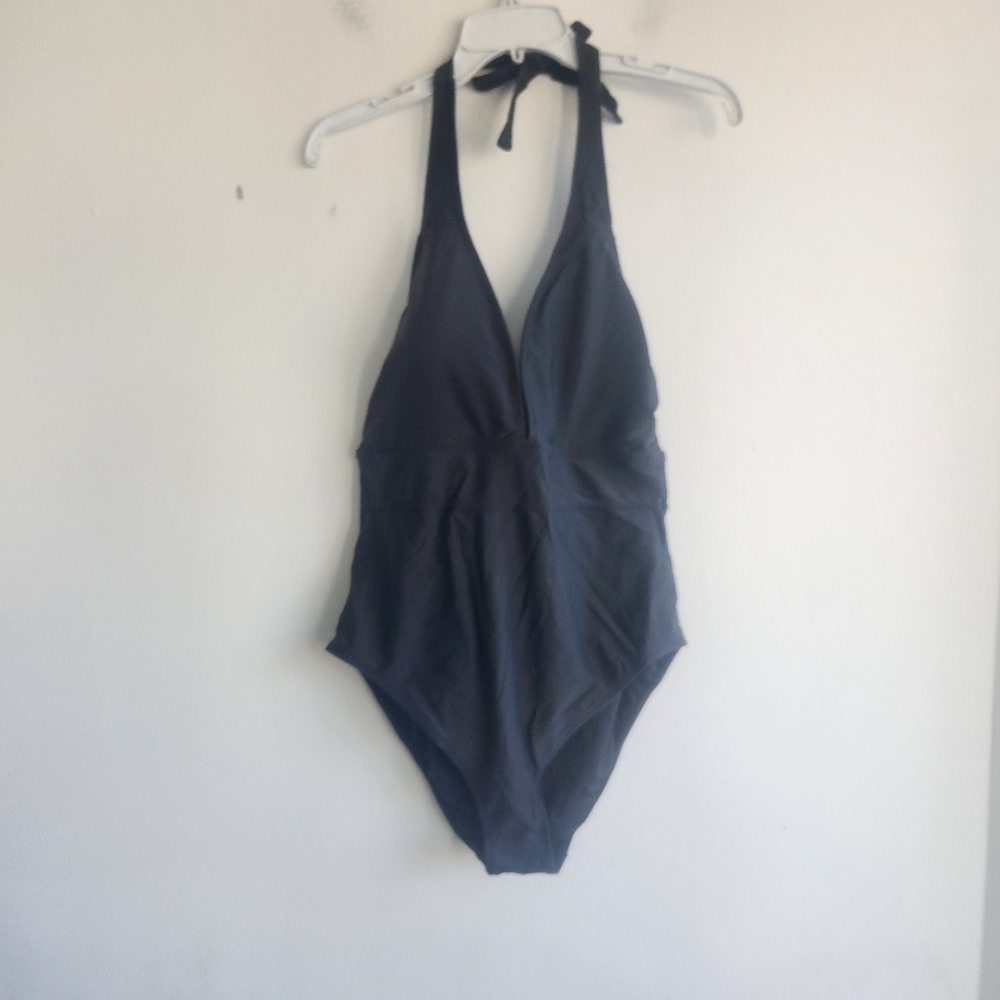 NWT Adore Me Black Halter Top Style Full Bottom One Piece Swimsuit Size XL